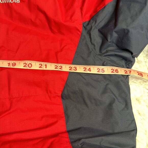 Columbia Men's Red Grey Sportswear Outwear Puffer Jacket Removable Hood Bright - Picture 5 of 9